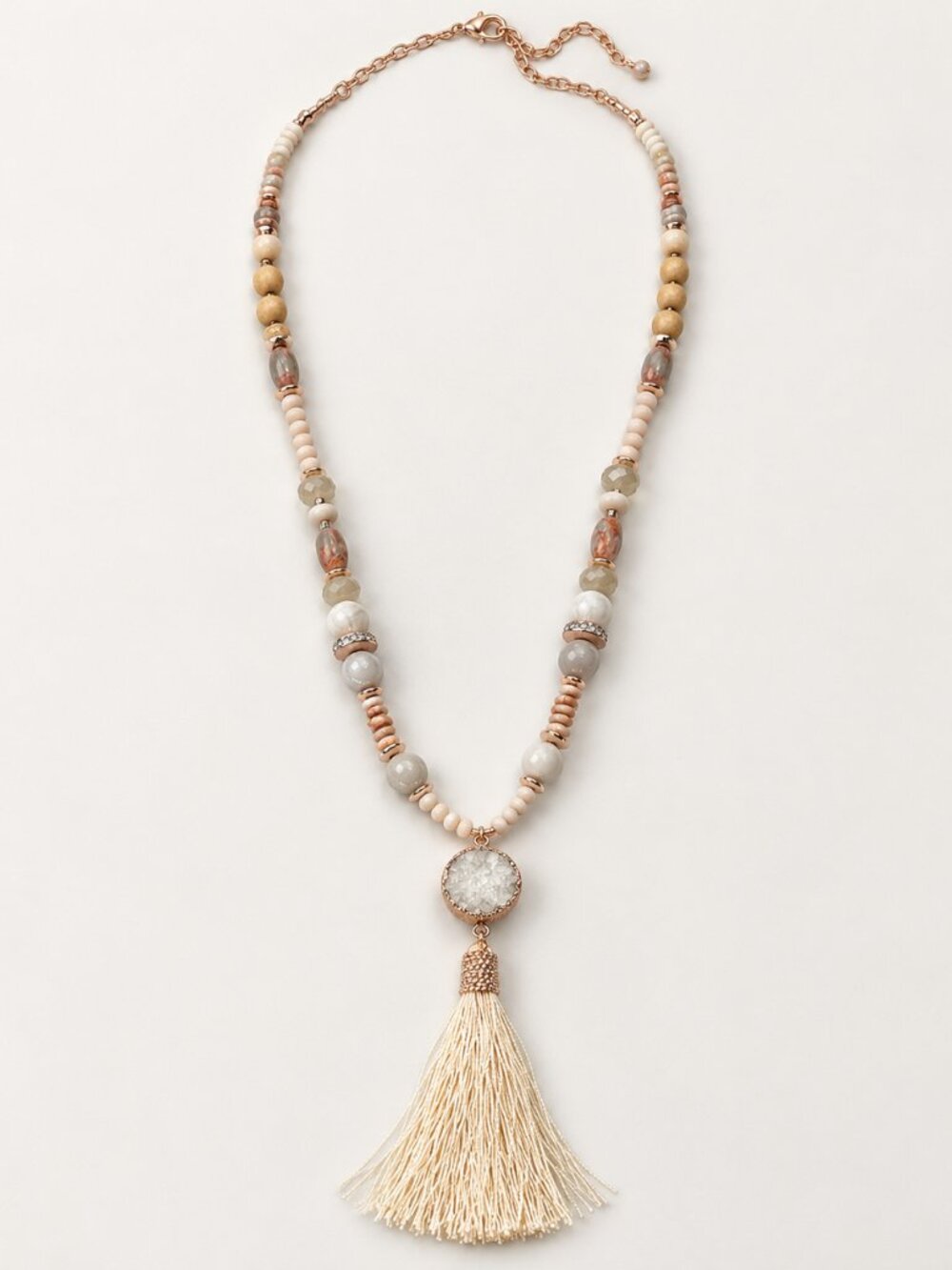 Chic Beaded Necklace with Tassel Beachy Vibe